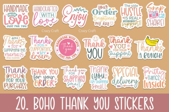 Boho Thank You Stickers PNG Bundle: A Designer’s Take