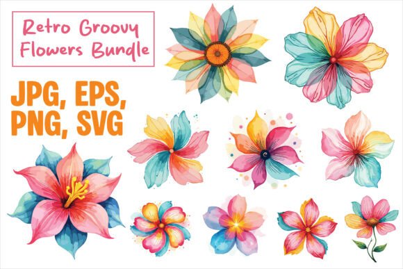Retro Groovy Flowers Bundle: A Designer's Review