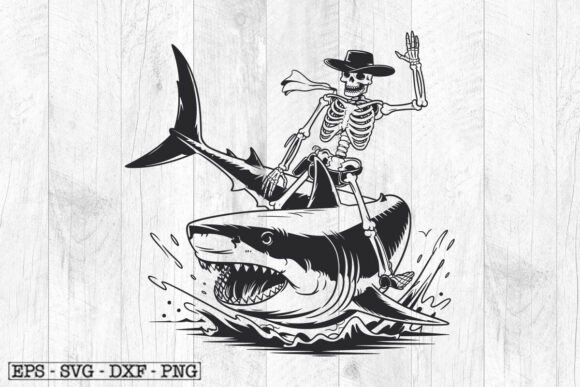 Skeleton Riding Shark SVG: A Designer's Review